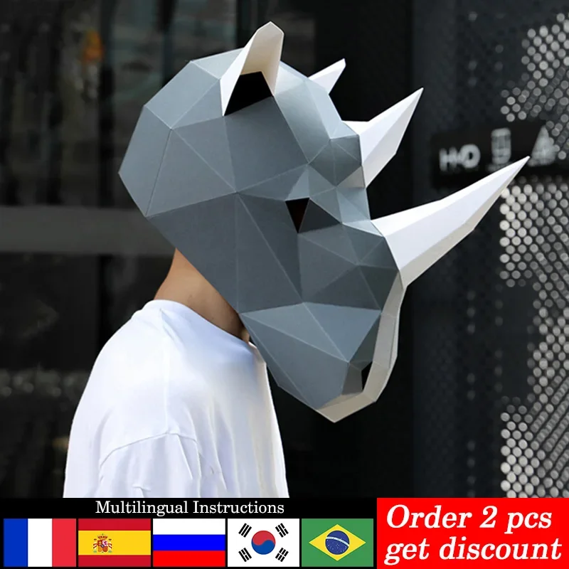 Art Craft Cardboard - Маска для головы носорога для взрослых,
